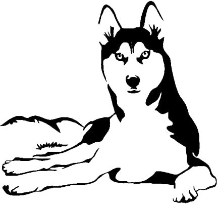 SHMAZ 15 cm x 14 cm Husky Hund Auto Aufkleber Schwarz/Silber