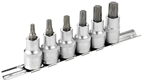 DAKCOS Bit Set Torx Jeu de douilles pour entraînement carré 1/2, douilles en CR-V, embout en S2, T30 - T60