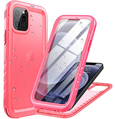 Cozycase for iPhone 12 Pro Max Waterproof Shockproof Case with Screen/Camera Protector - Unbreakable/Heavy Duty/Front and Back Cover【360 Full Body Protective】 Underwater Dustproof Bumper-Pink