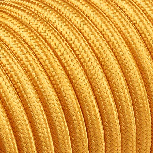 10m Textilkabel Unifarben 3x0,75qmm 3G Kabel Stoffkabel Stromkabel umsponnen zusätzlich 6x Aderendhülsen (Gold)