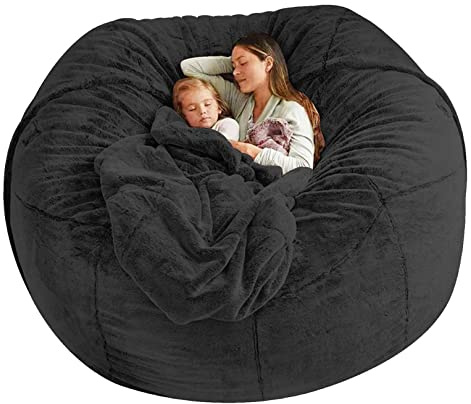 Giant Pälsväska, Stor rund mjuk fluffig päls säcksäck Syntetisk Lat soffa för vardagsrumsmöbler för vuxna (Utan fyllning)