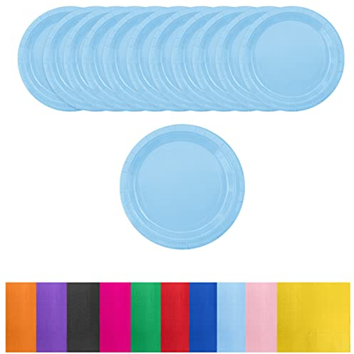 Aisszhao 16pcs Light Blue Paper Plates 9 Inch Solid Color Paper Plates,Disposable Paper Plates Tableware Birthday Decorations Plates for Him,Her,Men,Women,Adults Tea Party,Paper Plates for Kids Party