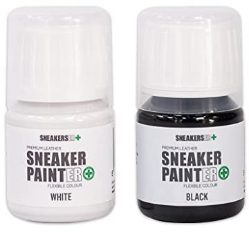 SNEAKERSER - Tenis pintores de piel de primera calidad, flexibles, color blanco y negro, 30 ml, para tenis, zapatillas y calzado - Tenis ER