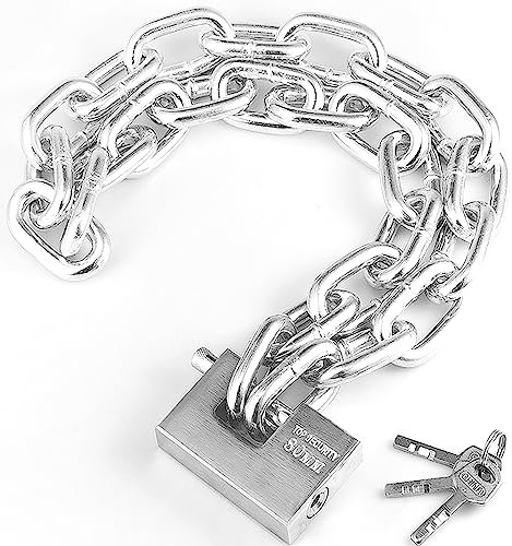 Candado de cadena de acero inoxidable de 100 cm, 6 mm de grosor, antirrobo, resistente con candado de 80 mm y 4 llaves para bicicleta, motocicleta, scooter, puerta, resistente a la intemperie y al