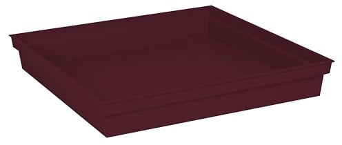EDA - Soucoupe Carrée Toscane 40 cm - pour Pot de Fleur Carré Toscane 50 cm - 40 x 40 x H.5,9 cm - Rouge Bourgogne