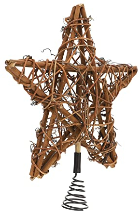 Amosfun 1Stk Weihnachtsbaum-Pentagramm Weihnachtsdekoration Girlandendekor Weihnachtsschmuck weihnachtsstern Dekorationen Ornamente geflochtener Schmuck Rattanstern für Weihnachtsbaum