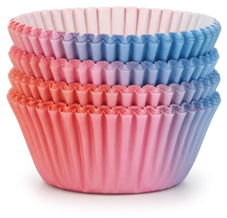 Spesh 100 Pièces Caissettes Cupcake Papier Moule Muffin Papier Taille Standard Moules Cupcakes Jetables pour Baby Shower, Mariage, Noël(Rose + Bleu)