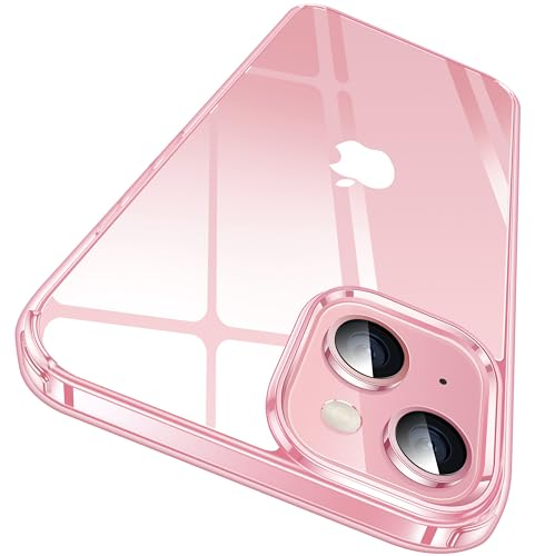 CASEKOO Crystal Clear für iPhone 15 Hülle, [Nie Vergilbung] [Unzerstörbarer Militärschutz] Stoßfeste Kratzfeste Schutzhülle Dünne Handyhülle Transparent Case - Rosa