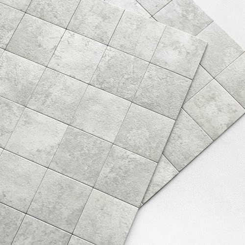 M MOFIT Fliesenaufkleber Mosaik Steinoptik Quadratisch Matte,Selbstklebende Fliesen Bad Küchenwand Panel(Grau 10 Stück)