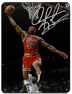 Dennis Rodman Poster Basketball Star Poster (6) Blechschild Vintage Metall Pub Club Cafe Bar Home Wandkunst Dekoration Poster Retro 30 x 40 cm