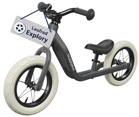 HUDORA Laufrad Explory ab 2,5 Jahren - Hochwertiges Kinder Laufrad - Balance Bike mit Verstellbarer Sattelhöhe - Kinderlaufrad für Jungen & Mädchen von 90-110 cm - Laufrad mit Luftreifen