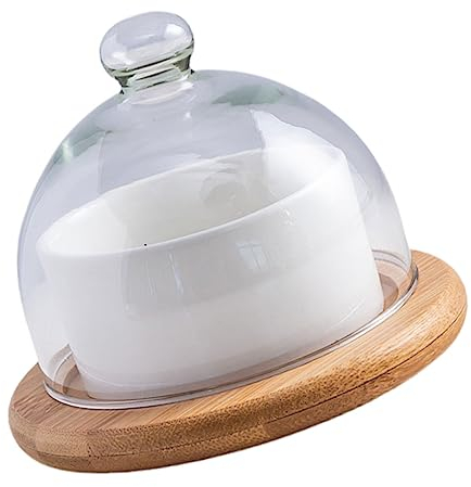 MAGICLULU Bol à Salade avec Couvercle en Verre Et Plateau en Bois pour Desserts pour Une Vaisselle Élégante
