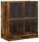 vidaXL Beistellschrank, Schrank Kommode mit Glastüren, Wohnzimmerschrank mit viel Stauraum, Sideboard Vitrine Flurschrank Mehrzweckschrank, Räuchereiche