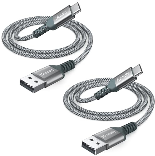 Henrety USB to USB C Cable, Fast Charging Type C Cable for iPhone 16/16 Pro Max 15 Pro 15 Plus, iPad, Galaxy and Other Type-C Devices (2 Pack) (6.5ft)