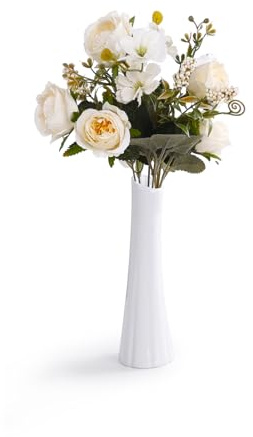 Knospenvase, weiße kleine Keramikvase für Moderne Wohnkultur, Blumenvase für Tafelaufsätze, eleganter minimalistischer Stil, passend für Tischregal, Kamin, Schlafzimmer, Küche, Wohnzimmer, Büro
