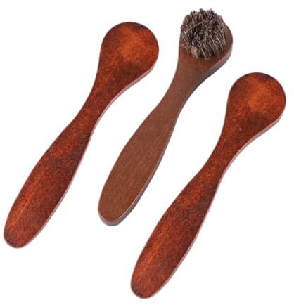 SAFIGLE Tragbare Schuhpolierbürste 3-teiliger Griff Aus Holz Mit Pferdehaar Für Damen Und Herren Schuhmacher