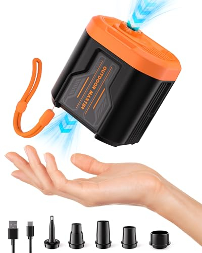 OutdoorMaster Bonito 5kPa Tragbar Elektrische Luftpumpe für Aufblasbare Produkte, 14.43Wh Mini-Luftpumpe Akku, Aufblasen & Entleeren für Luftmatratzen, Poolschwimmer, Aufbewahrungssäcke, Luftbetten