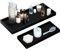 parallelower 2 Stück Badezimmer Tablett Schwarz Deko Tablett Silikon Schmucktablett Rechteckig Rutschfestes Serviertablett für Waschtisch Badewanne Küchen und Toilette(2 Größen)