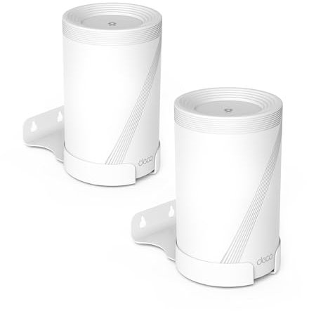 Bangcheer Wall Mount for TP-Link Deco BE63/ BE65/BE67/BE68/BE10000/BE11000/BE14000 Mesh Wi-Fi 7 System, Saving Space Aluminum Alloy Wall Hanging Bracket Holder with Cable Storage Rack (White-2Pack)