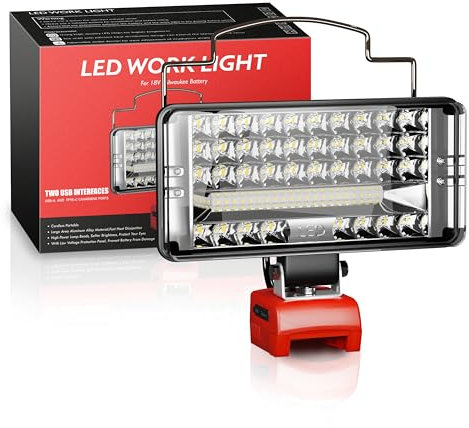 LED Work Light for Milwaukee m18 18v Battery Cordless Spotlight for m18 Battery Job Site Light Tool with Low Voltage Protection and USB & Type C Charger Port [Batteries not Included]