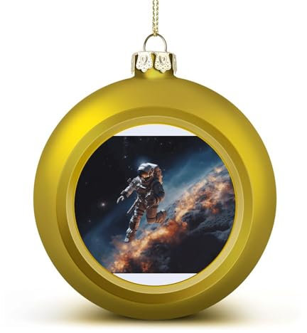 Weihnachtskugel-Ornamente, Astronaut fliegt im Weltraum, bedruckte Weihnachtskugeln, hängende Weihnachtskugeln, Halloween-Deko-Kugeln