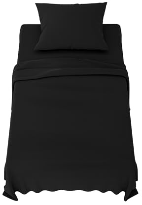 Dreamzie - Completo Lenzuola Singolo 90x190 cm - Microfibra | Nero · Biancheria da Letto · 3 Pezzi · Lenzuolo con Angoli 90x190 · Lenzuolo Sopra 170x260 · Federa 65x65 · OEKO-TEX
