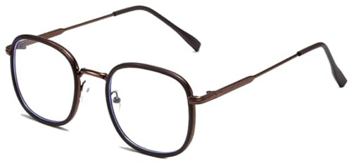 AOOLIA Blaulichtfilter Brille für Damen Herren, Metal Ohne Stärke Brille, Anti-Blaulicht Computer Brillen Blaulichtbrille (Braun)