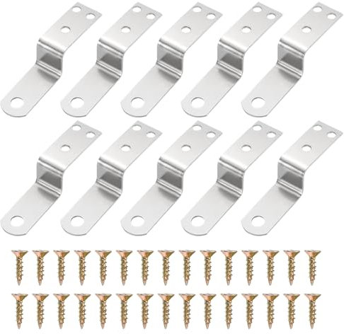QUARKZMAN 10 Pièces Équerre en Forme de Z, Support d'Angle Droit de 0,7 Pouce pour Cadres Photo, Étagères avec Vis pour Meubles, Argent