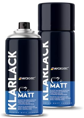 MICROTEC® Sprühlack | 400ml | hochwertiges Acryllackspray | matt oder glänzend | Sprühfarben für Metall, Holz, Kunststoff u.v.m. | große Farbauswahl (Klarlack matt - Premium Schutzlack)