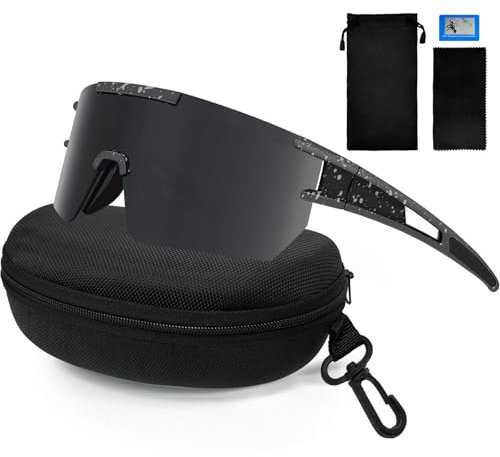 LOYEBOHU Schnelle Brille Rave, Sonnenbrille Fahrradbrille Herren Damen, UV400 Schutzbrille für Outdooraktivitäten Wie Radfahren Ski Fischen Laufen (Schwarz)