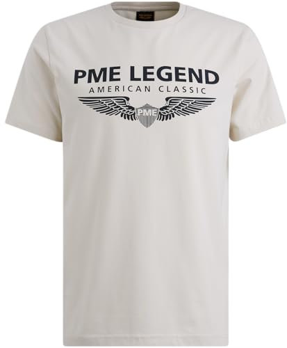 PME Legend Herren Rundhals T-Shirt R-Neck Cotton ELASTHAN Logo - Regular Fit, Größe:XL, Farbe:Birch 7011