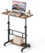 Dripex 80x40cm Stehpult, Schreibtisch höhenverstellbar 65-98cm, Mobiler Computertisch mit Rollen und mit neigbar Tischplatte, Überbett-Tisch, Steh-Sitztisch für Zuhause und Büro, Vintage Braun