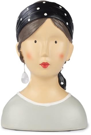 ETC Baden Import Ladykopf Dekokopf Dekobüste Dame mit Punktetuch und großem Ohrring