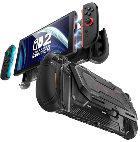 Mumba Coque pour Nintendo Switch 2 (2025) avec Support Rabattable [Titan] Protection Dockable Poignée Ergonomique [Joy-Con à Retrait Rapide] [Maintien 7 Cartes] Accessoires Étui pour Switch 2, Noir