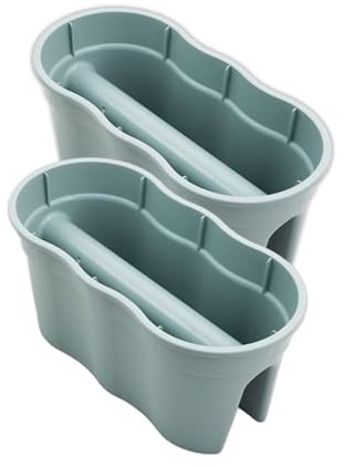 KHW | Flowerclip XL 2er-Set | Mintgrün | Pflanzgefäße für Balkon- & Geländerbegrünung | wetterfest & UV-beständig | Zwei Pflanzkammern | für Geländer Ø bis 6 cm | dekorativ & stabil | Made in Germany