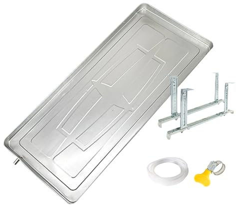 Bandeja de Goteo Del Aire Acondicionado, Bandeja de Drenaje Exterior de Acero Inoxidable con Soportes, Kit de Drenaje, Soporte Garrafa Aire Acondicionado(1-2P 84x38x3cm)