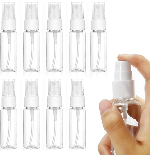 Mini Spray Bottle, 10Pcs Travel Spray Bottle 20 ml Spray Bottles Transparent Refillable Containers Plastic Empty Refillable Atomiser with Flip Caps for Toiletries Perfume Toners Rose Water Cosmetics