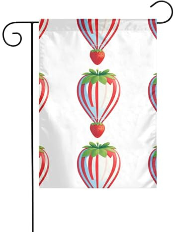WHJSHOP Drapeaux géants de jardin en forme de fraises 30,5 x 45,7 cm pour décoration de cour avec une largeur de poteau de 3 cm (drapeau uniquement, mât non inclus)