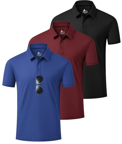 ZITY 3 Pack Mens Polo Shirts Short Sleeve Lightweight Breathable Outdoor Golf Polo Adult Shirt Men Summer Casual Work Sport Basic Tshirt Tops