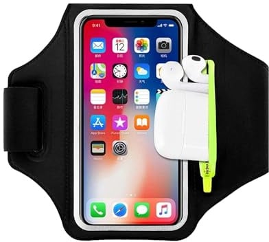 Yotlein Brazalete Movil Running Universal con Bolsa de Auriculares, Impermeable y Portátil, Porta Movil Running Brazo pour Jogging, Cyclisme et Gym, pour hasta 6,8 (Negro)