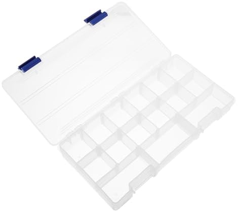 FUNOMOCYA Angelkoffer mit 15 Fächern Robuste Köderbox aus Kunststoff mit Transparentem Deckel Abnehmbare Trennwände Aufbewahrungsbox für Angelzubehör und Köder Stoßfeste Organizerbox