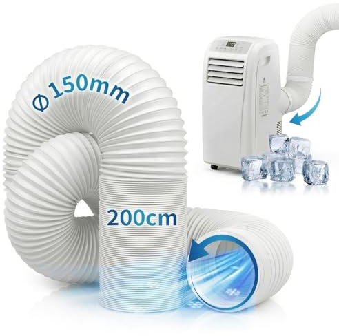 Ninonly Tubo Aire Acondicionado Portatil 150MM Diámetro Longitud Telescópica 2M Giro en Sentido Antihorario para Aires Acondicionados,Secadoras de Ropa,Campanas Extractoras y Secadoras