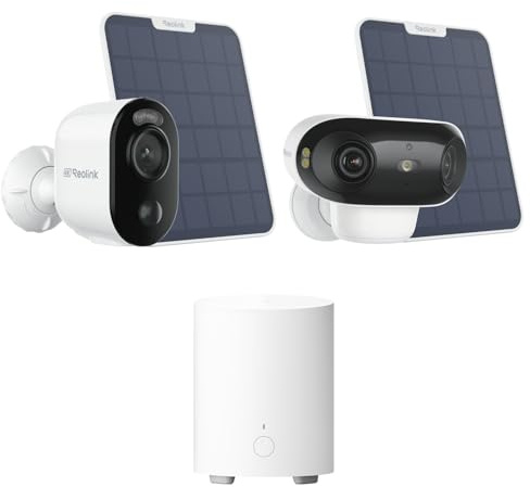 Reolink 4K Solar Außen-Sicherheits-Bundle: Argus 3 Ultra + Argus 4 Pro Akku WLAN Kameras mit Solarpanel & Home Hub Mini, ColorX Nachtsicht, KI-Erkennung, Lokaler Speicher