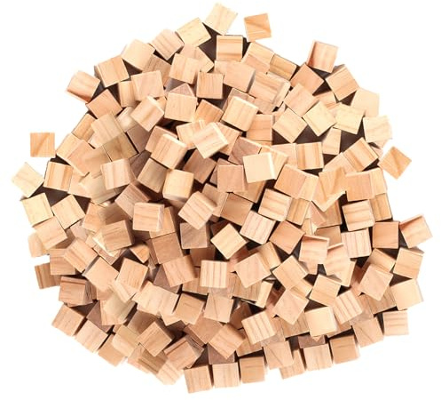 850 x Holz Würfel 10mm Kleine Holzwürfel zum Basteln, Holzwürfel Blanko | Quadrat Holzklötzchen zum Basteln, Natürliche Bastelklötzchen, Holzklötze zum Basteln für DIY Handwerk Zahlen Malen Deko