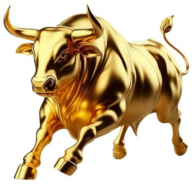 Adesivo in vinile lucido 3D Gold Bull da 14,9 cm, impermeabile, per auto, paraurti, SUV, moto, laptop, caschi, valigie, pareti, confezione da 2