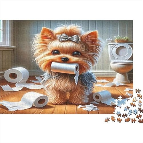 Cute Yorkshire Terrier Jigsaw Puzzles Puzzles for Adults Kids. 1000 Piece Impossible Challenge Toy Educational Games Home Decoration for Educational Games Gifts 38x26cm/1000pcs