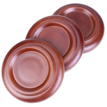 Grand Piano Piano Mats Caster Cups Solid Wood Non-slip Anti-noise 3pcs | Size L, Brown Finish, Eva Base, Shockproof Support for Carpets and Floors