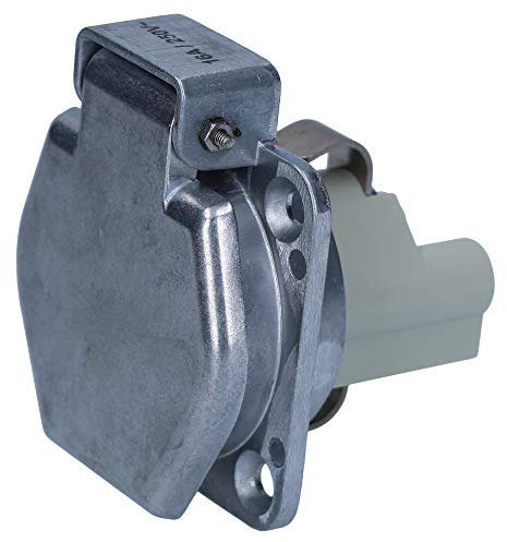 UP.M Leichtmetall Einbau Schuko-Steckdose unlackiert I Flanschdose mit Klappdeckel I Industriesteckdose