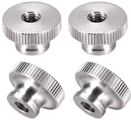 sourcing map Knurled Thumb Nuts, 4Pcs M6x1mm 304 Stainless Steel Round Knobs Fasteners for 3D Printer Parts, Silver Tone