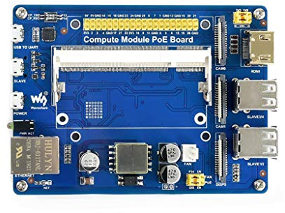 Waveshare Compute Module IO Board with PoE Feature Composite Breakout Board for Developing with Raspberry Pi CM3 / CM3L / CM3+ / CM3+L with GPIO Header for Sorts of Raspberry Pi HATs